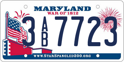 MD license plate 3AB7723