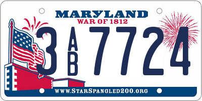 MD license plate 3AB7724