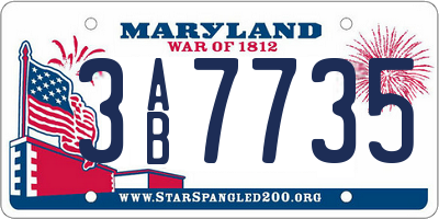 MD license plate 3AB7735