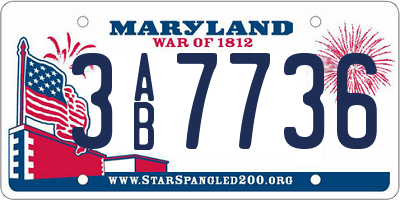 MD license plate 3AB7736