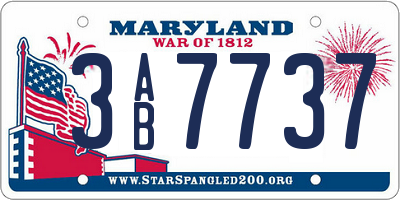 MD license plate 3AB7737