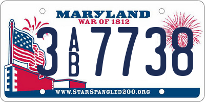 MD license plate 3AB7738