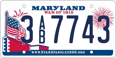 MD license plate 3AB7743
