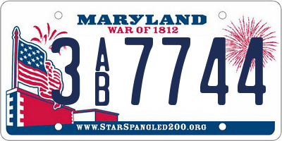 MD license plate 3AB7744