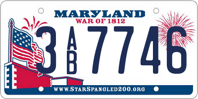 MD license plate 3AB7746
