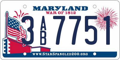 MD license plate 3AB7751