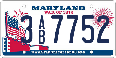 MD license plate 3AB7752