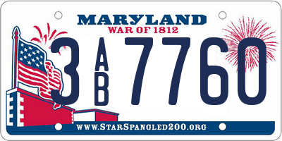 MD license plate 3AB7760