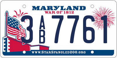 MD license plate 3AB7761