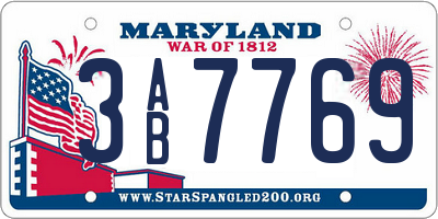 MD license plate 3AB7769