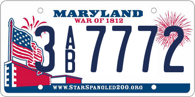 MD license plate 3AB7772