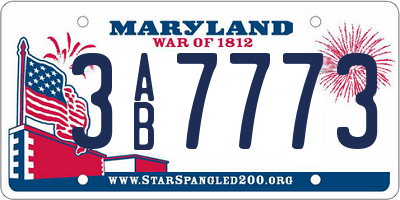 MD license plate 3AB7773