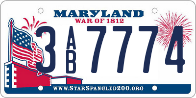 MD license plate 3AB7774