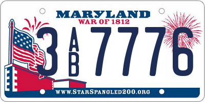 MD license plate 3AB7776