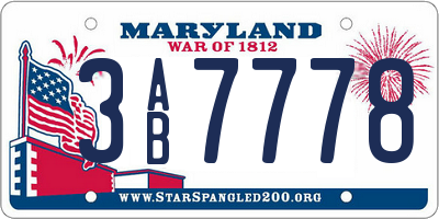 MD license plate 3AB7778