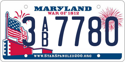 MD license plate 3AB7780
