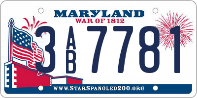 MD license plate 3AB7781