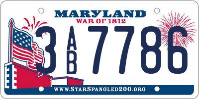 MD license plate 3AB7786