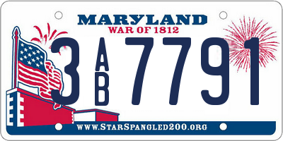 MD license plate 3AB7791
