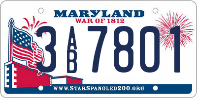 MD license plate 3AB7801