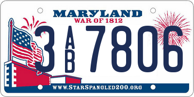 MD license plate 3AB7806