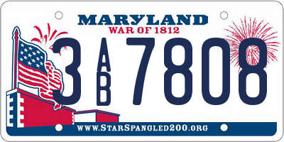MD license plate 3AB7808