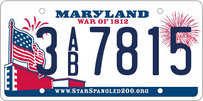 MD license plate 3AB7815