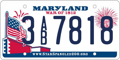 MD license plate 3AB7818
