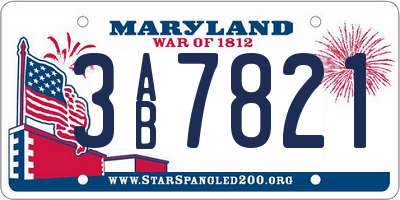 MD license plate 3AB7821