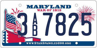 MD license plate 3AB7825