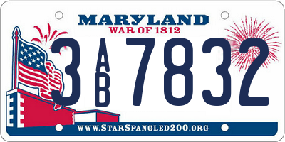 MD license plate 3AB7832