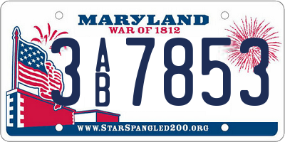 MD license plate 3AB7853