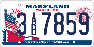 MD license plate 3AB7859