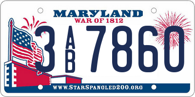 MD license plate 3AB7860