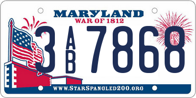 MD license plate 3AB7868