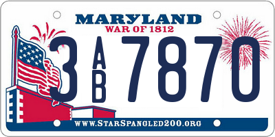 MD license plate 3AB7870
