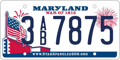 MD license plate 3AB7875