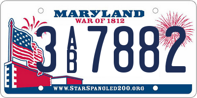 MD license plate 3AB7882