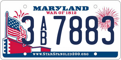 MD license plate 3AB7883