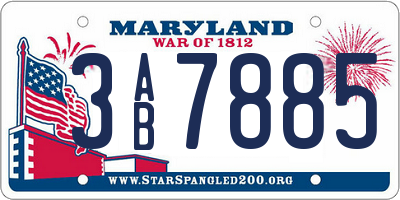 MD license plate 3AB7885