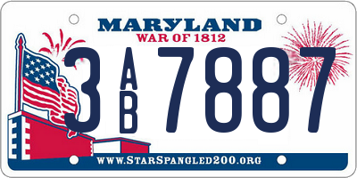 MD license plate 3AB7887