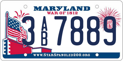 MD license plate 3AB7889