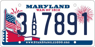 MD license plate 3AB7891