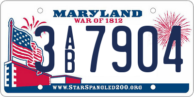 MD license plate 3AB7904