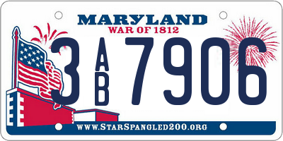 MD license plate 3AB7906