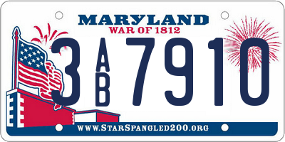 MD license plate 3AB7910