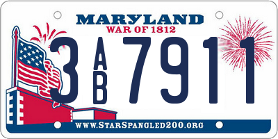 MD license plate 3AB7911