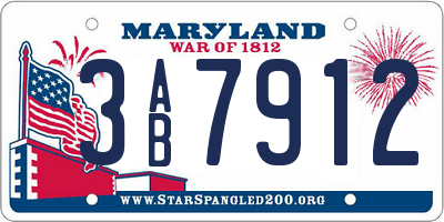 MD license plate 3AB7912