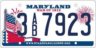 MD license plate 3AB7923