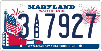 MD license plate 3AB7927